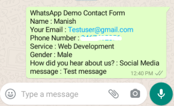 whatsapp message form