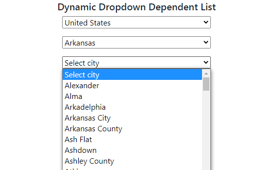 Country State And City Dependent Dropdown In PHP MYSQL PHP 